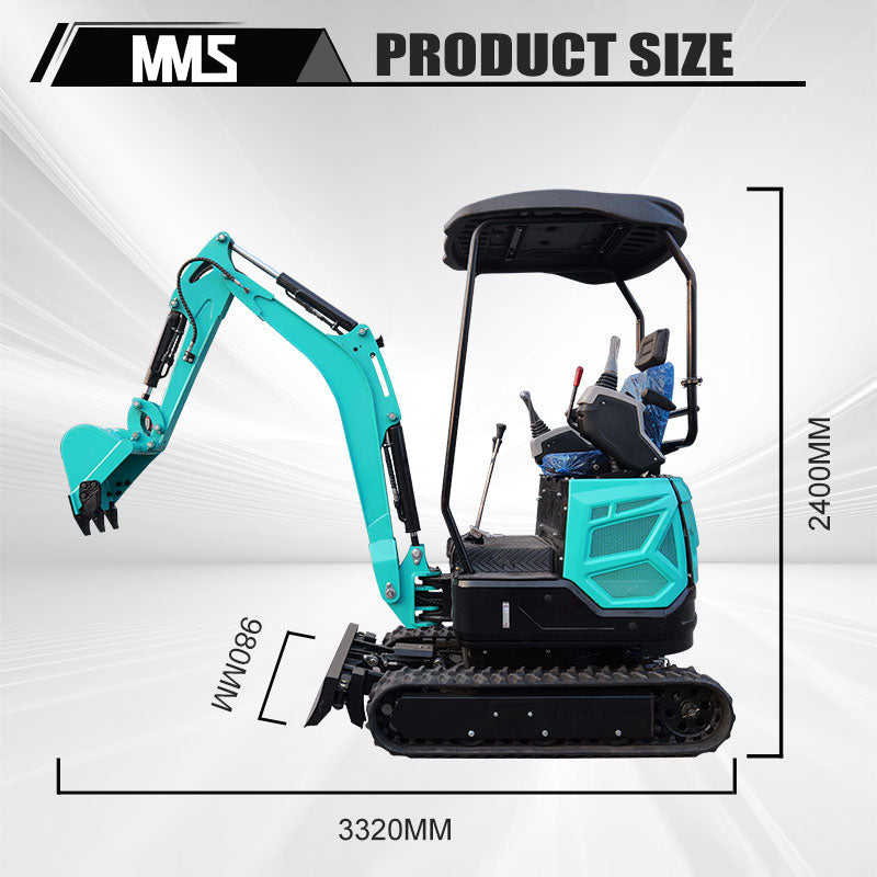 MS18 Mini Excavator 1.8 Tons Crawler Digger Hydraulic Pilot Control Swing Boom GAS Excavator