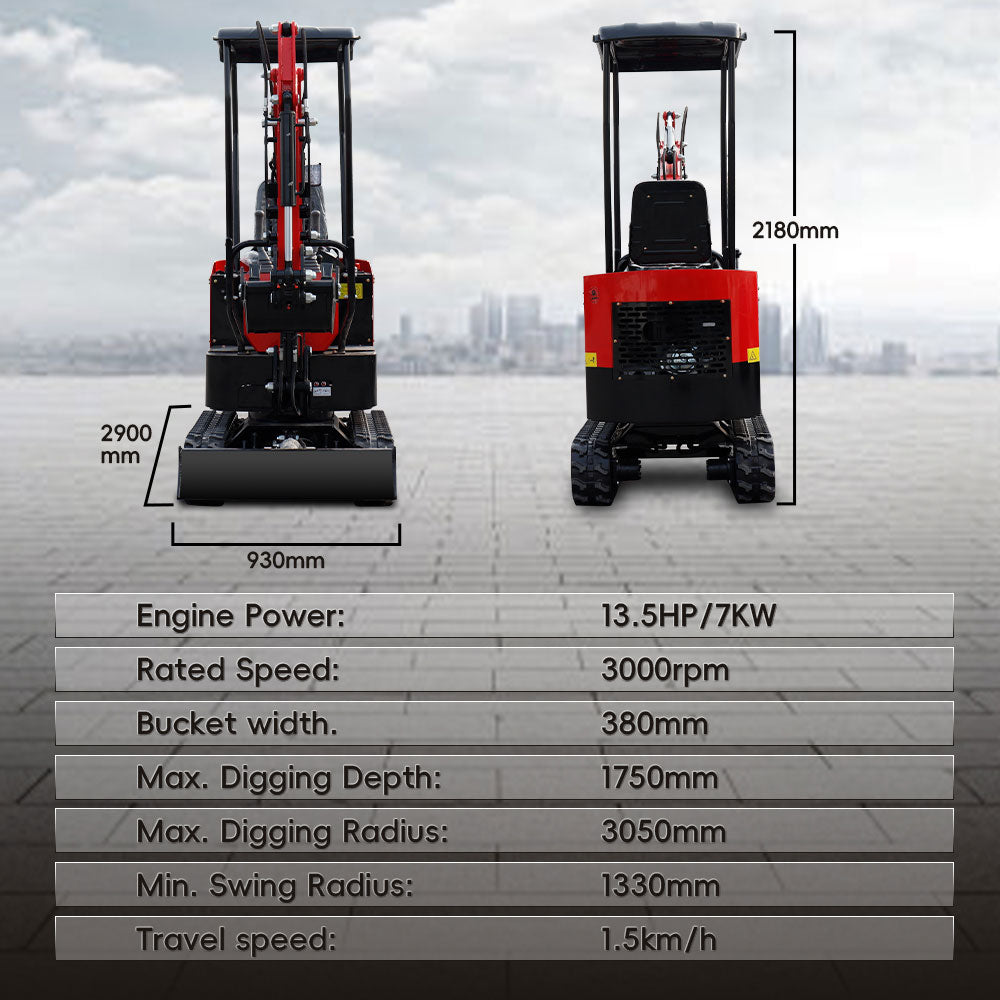 1 Ton Mini Excavator Gasoline Engine Mini Digger Crawler Excavator