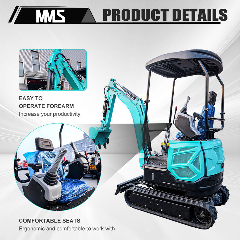 MS18 Mini Excavator 1.8 Tons Crawler Digger Hydraulic Pilot Control Swing Boom GAS Excavator