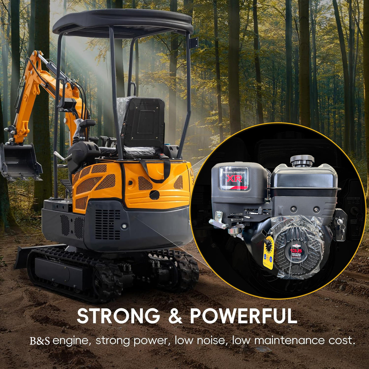 1.5 Tons Crawler Mini Excavator Hydraulic Pilot Control Mini Digger 13.5 HP Briggs & Stratton Gasoline Small Digger MS15PRO