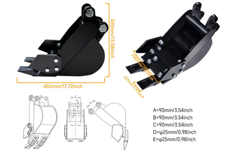 8pcs Mini Excavator Attachments Narrow Bucket Ripper Rake Auger Quick Hitch Screening Bucket For Mini Excavator