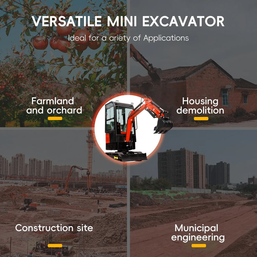 MMS Mini Excavator 1 Ton Crawler Digger With Closed Cab 13.5HP Gasoline Egnine Excavator