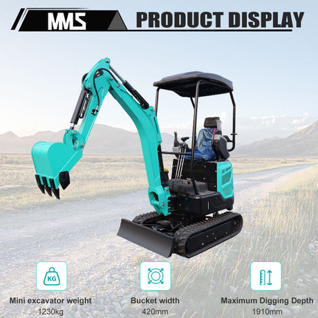 MS18 Mini Excavator 1.8 Tons Crawler Digger Hydraulic Pilot Control Swing Boom GAS Excavator
