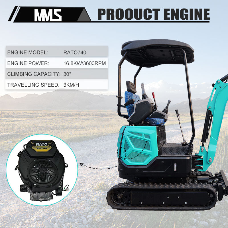 MS18 Mini Excavator 1.8 Tons Crawler Digger Hydraulic Pilot Control Swing Boom GAS Excavator