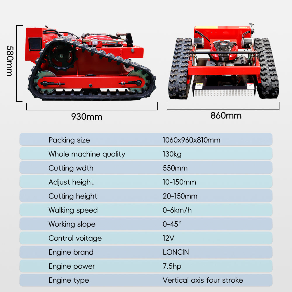 Remote Control Lawn Mower MS550 Gasoline Mower for Garden Wasteland