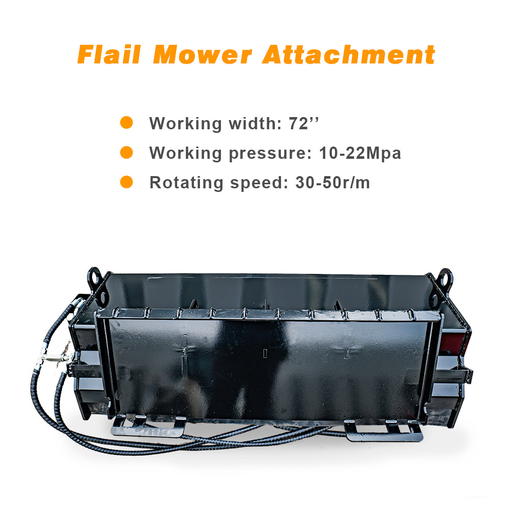MMS 72'' Hydraulic Flail Mower Attachment for Bobcat Skid Steer Loader Universal Mounting Coupler