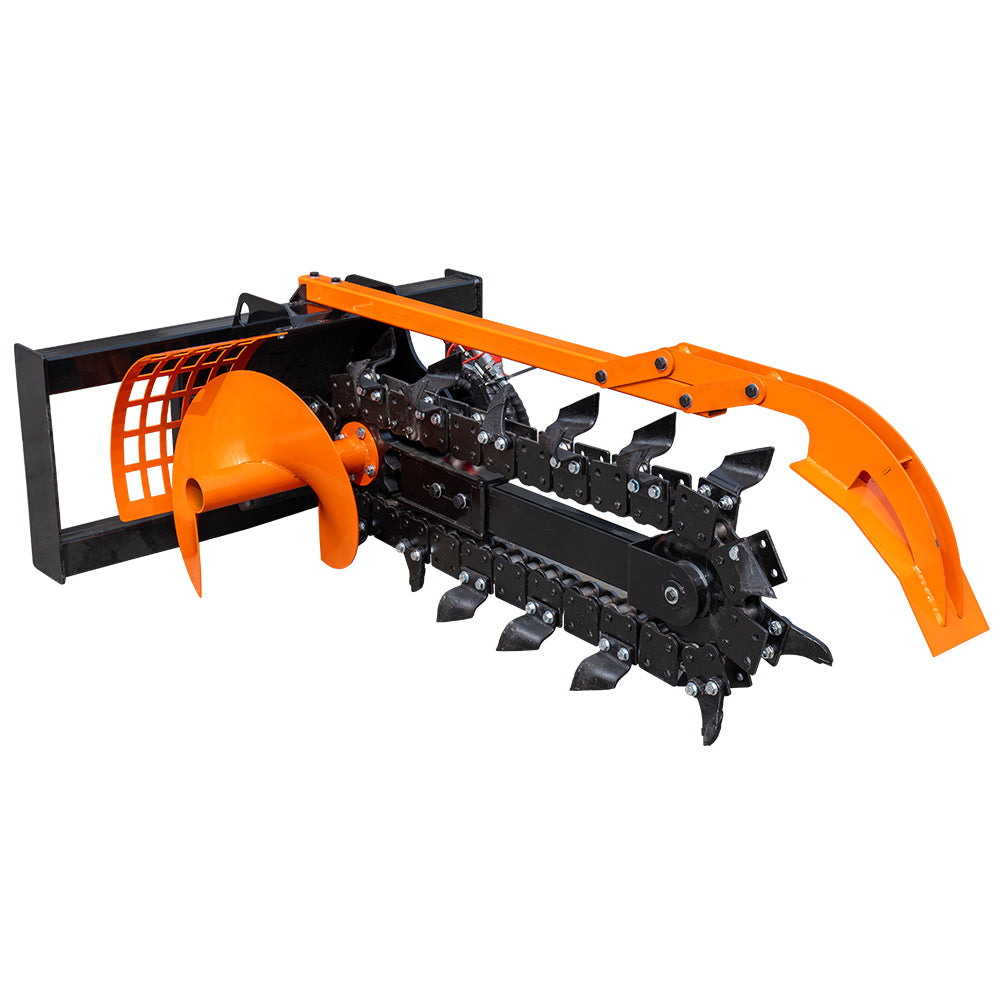 Hydraulic Trencher Skid Steer Attachment 37'' Ditch Witch for Bobcat Loader with Univeral Mounting Coupler
